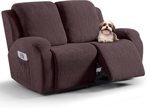 Miniatura 39 de Vansofy - Fundas elásticas para sofá reclinable, 8 piezas, funda suave de jacquard para sofá reclinable, protector de muebles con parte inferior