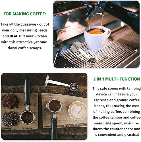 Miniatura 7 de Cuchara de café expreso, cucharada de acero inoxidable, multifunción, 2 en 1, cucharas de té de medición de manipulaciones