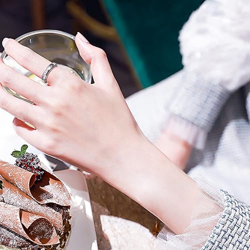 Miniatura 2 de Anillos giratorios de plata de ley S925 para aliviar la ansiedad y el aburrimiento TDAH autismo banda para mujeres y adolescentes