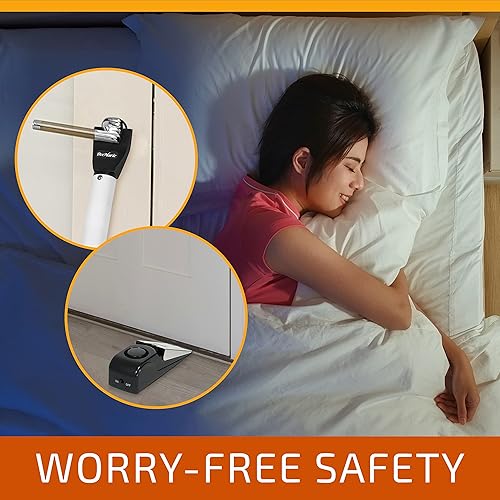 Miniatura 5 de Paquete de alarma para tope de puerta y barra de seguridad para puerta casa apartamento escuela sistema de seguridad para puerta de hotel topes