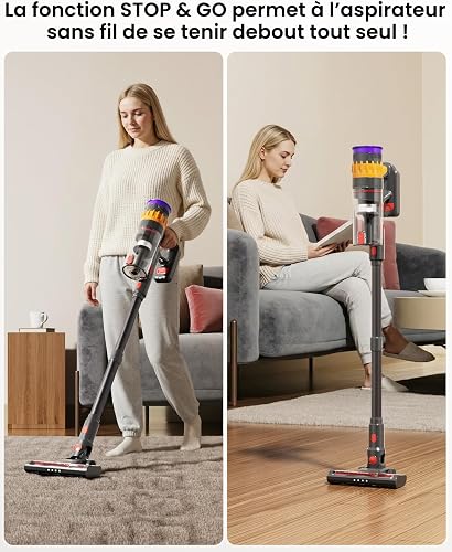 Lefant Aspirateur Balai sans Fil avec Écran LED Intelligent, 50Mins/50KPA - 7