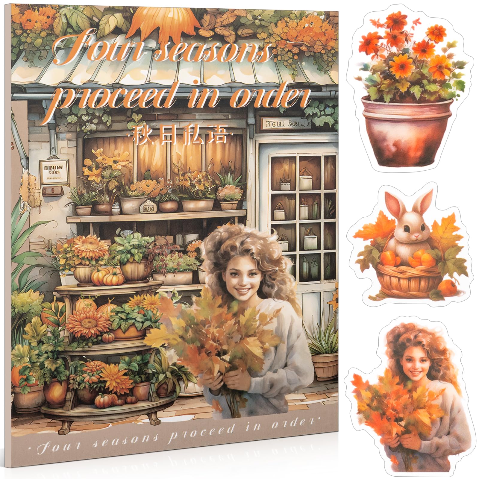 Uideyvi Autumn Theme Sticker Scrapbooking Supplies for Junk Journal 20 Sheets PET Stickers, Vintage Journaling Stickers