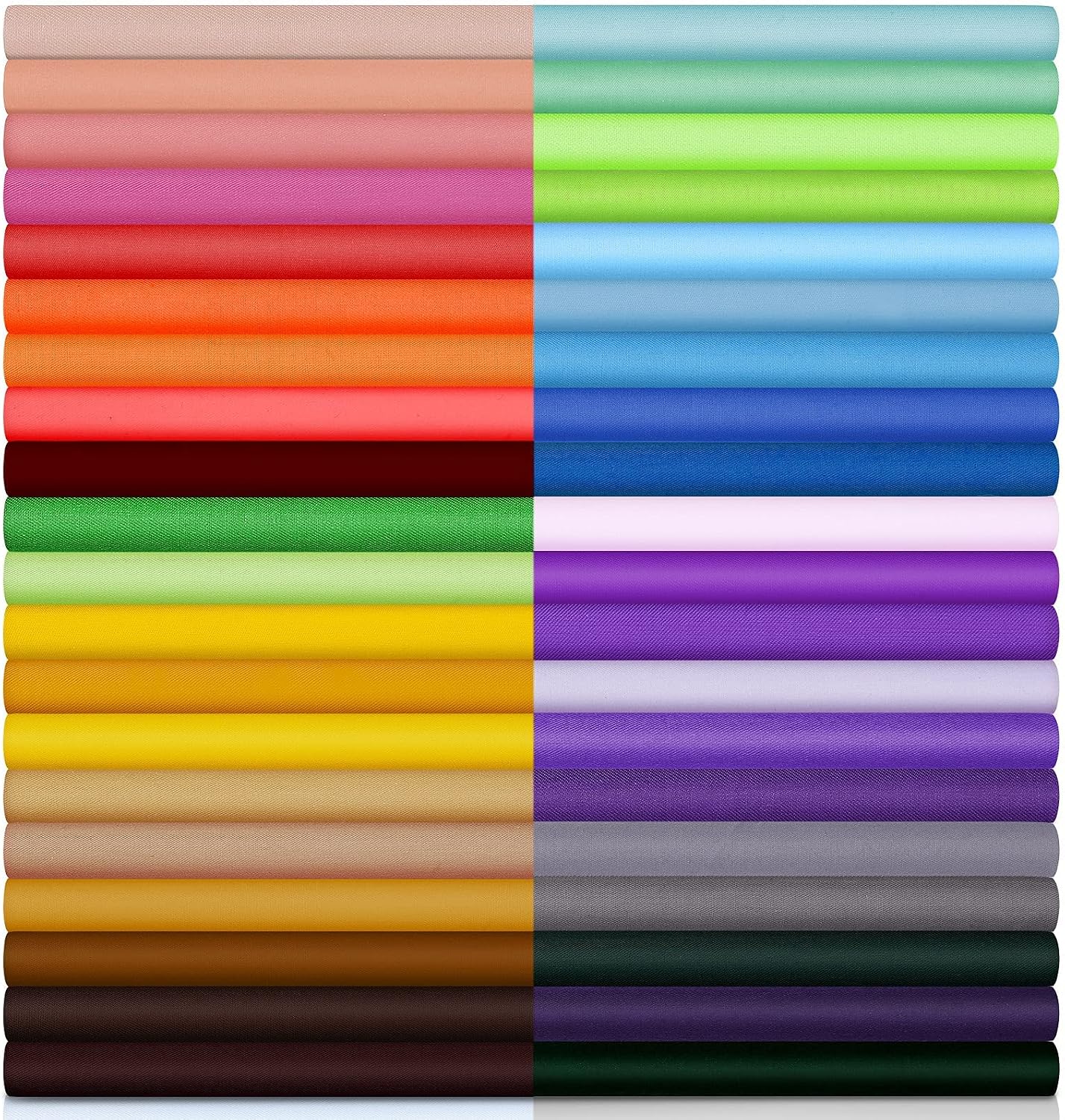 Macarrie 40 Piece Solid Color Fabric Fat Quarters Fabric Bundles 10 x 10 Inch Multi-Color Fabric Squares Quilting Fabric Patchwork Sewing Craft Precut Fabric Scrap for DIY Sewing Craft (Chic Color)
