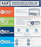 Vista 6 de A&A Película de plástico para invernaderos de 7 mil cubierta de polietileno transparente de 5 años, resistente a los rayos UV, resistente, calidad