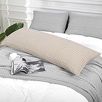 Vista 244 de PHF Fundas de almohada 100% algodón con tejido de gofre de 24 x 24 pulgadas, paquete de 2 fundas cuadradas para decoración elegante del hogar, sin