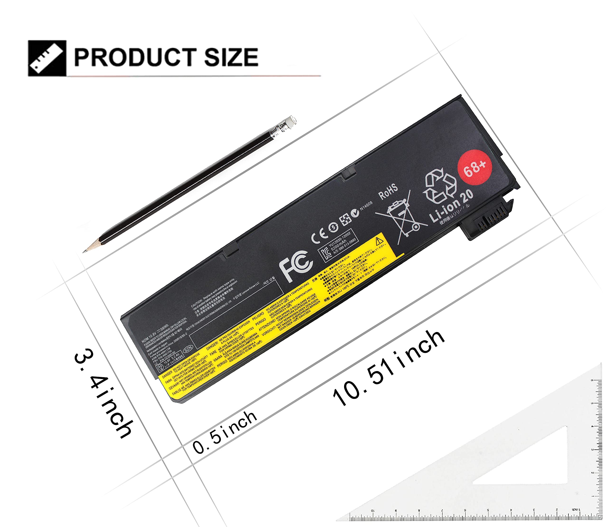 68+ Batterie pour Lenovo ThinkPad X240 X250 X260 X270 W550 L450 L460 L470 | W550s P50s T440 T440s T450 T450s T460 T460p T470p T550 T560 A275 K2450 K21-80 45N1124 45N1125 45N1128 45N1129 45N1130 45N1132