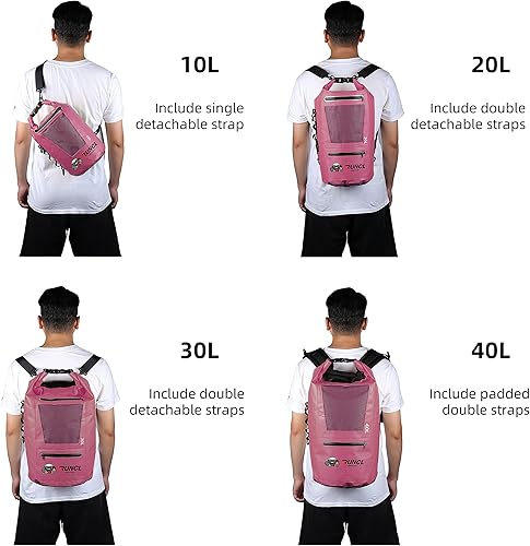 Miniatura 2 de RUNCL ANCOHUMA - Mochila impermeable de compresión en seco, de 10203040L con funda impermeable para teléfono móvil, construcción reforzada, sistema