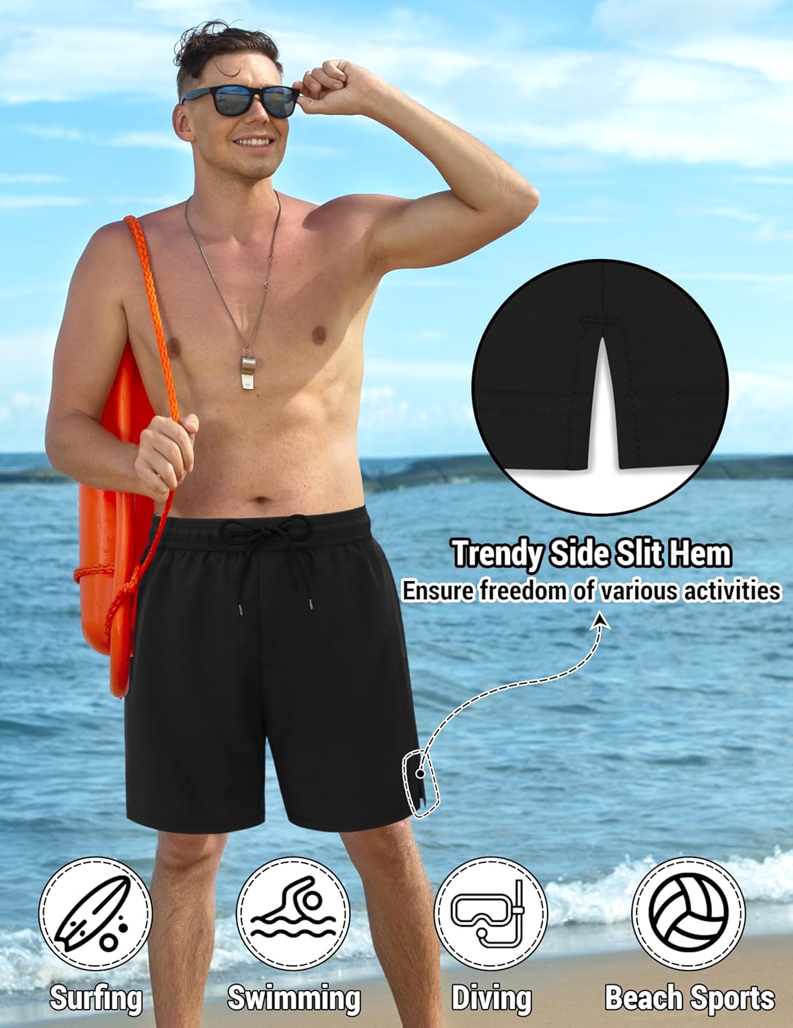 Olreco Mens Swim Trunks with Compression Liner 7 Inch Quick Dry Mens Bathing Suit Men Swim Shorts Men's Board Shorts Swimwear - Image 3