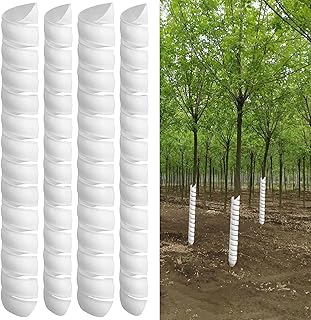 4 Pcs Tree Trunk Protector 19.6 Inch Spiral Tree Guard-Tree Bark Protector Tube Wraps to Protect Saplings from Deer Rabbit Cats Rodents