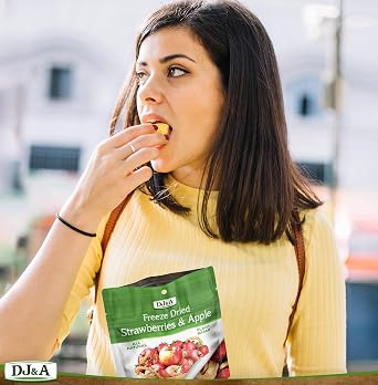 DJ&A All Natural Freeze Dried Fruit Variety Pack, 5 Flavors - Mango, Kyoho Grapes, Strawberries, Mixed Peach Lychee Strawberries, Apple Strawberry Mix, Plant Based Ready-to-Eat Snacks
