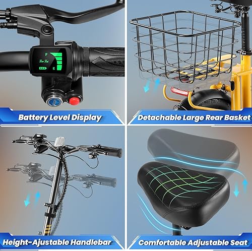 Miniatura 15 de Caroma Peak - Patinete eléctrico de 500 W/800 W/1200 W con asiento, neumático de 14 pulgadas, hasta 30 millas y 20 MPH, carga máxima de 300 libras
