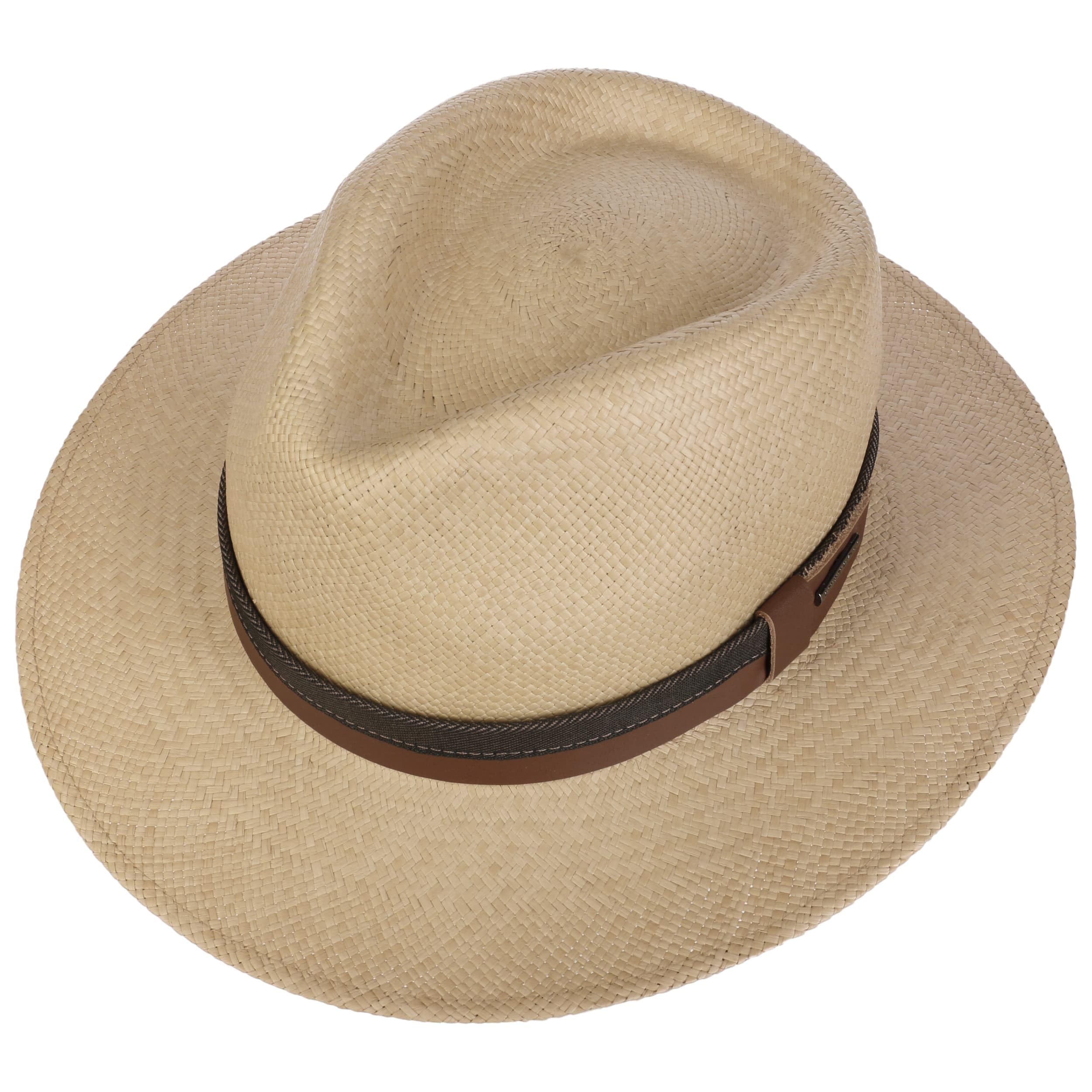 Stetson Chapeau Panama Vermaron Traveller Homme - Made in Ecuador de Soleil D'Ete en Paille avec Bandeau Cuir, Cuir Printemps-ete Ete