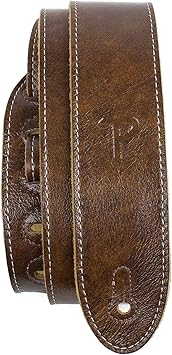 Perri's Leathers Italian Leather Guitar Strap, 41" to 56", Chestnut, Soft Deluxe, Adjustable, Reinforced Keyhole & Slots, Electric, Bass, Acoustic Guitar Straps Leather