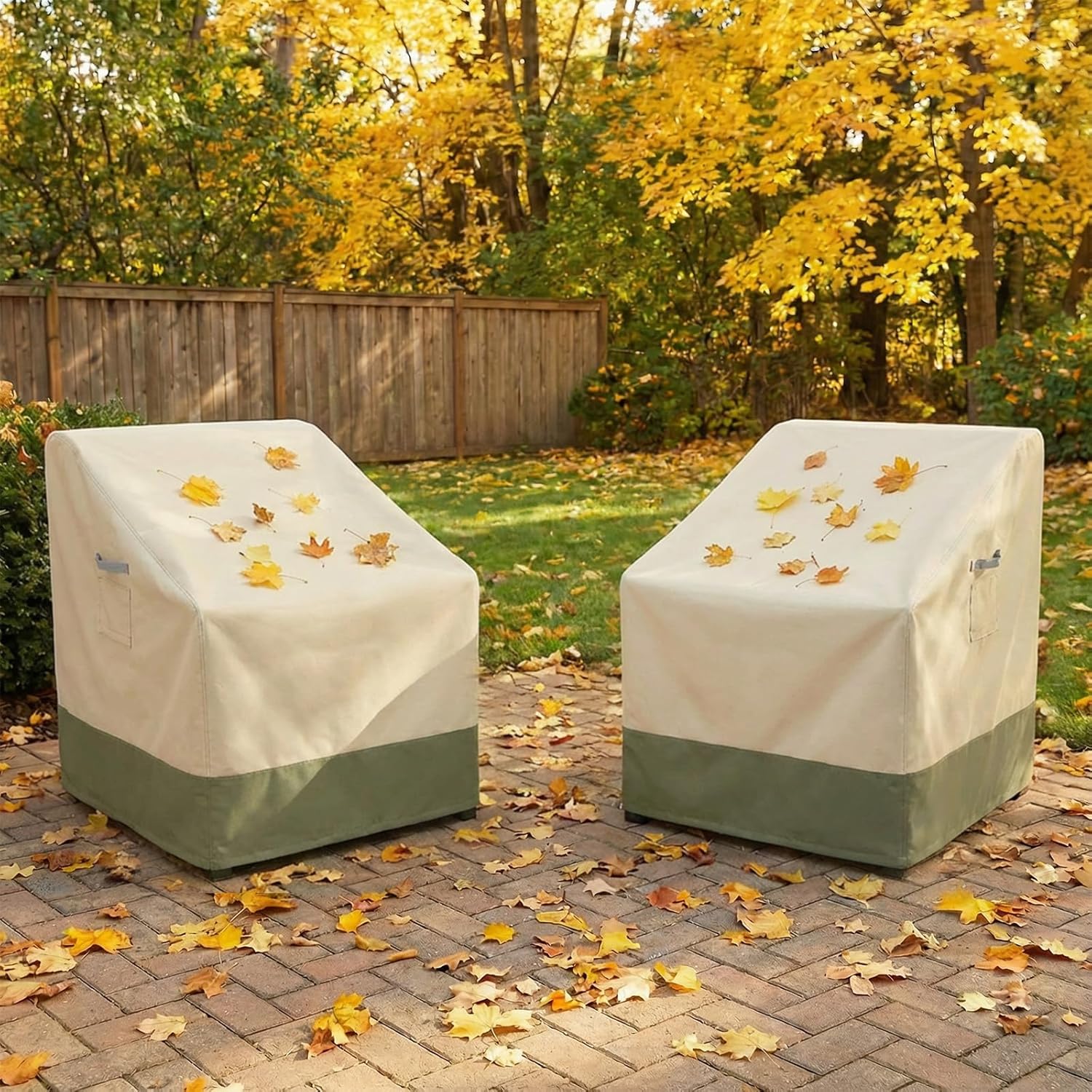 BPS Patio Chair Cover for Lawn Deep Seat and Deck Swivel Chairs, 600D Waterproof Cover with Attached Storage Bag and Reflective Handles for Outdoor Furniture, 28''W x 34''D x 38''H