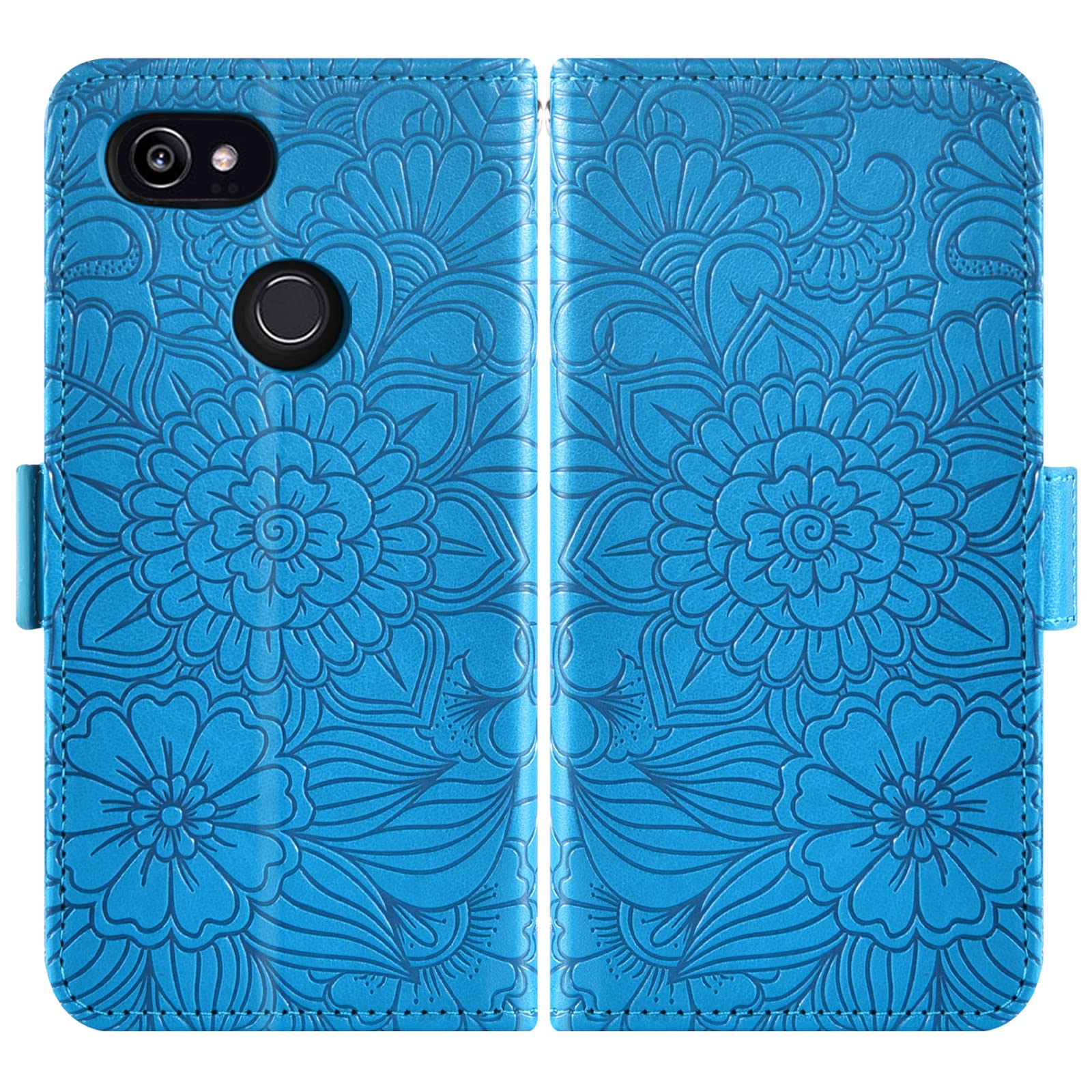 MILEGAO Custodia in Pelle per Google Pixel 2 XL Custodia Magnetica per Telefono con Portafoglio e Slot per Carte + [2 Pezzi] Proteggi Schermo in Vetro Temperato per Google Pixel 2 XL (6