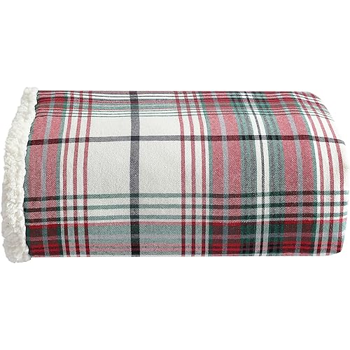 Eddie Bauer - Blanket, Super Soft Reversible Sherpa & Brushed Fleece Bedding, Throw Blankets for Couch, Ideal for Lounging (Montlake Plaid Red)
