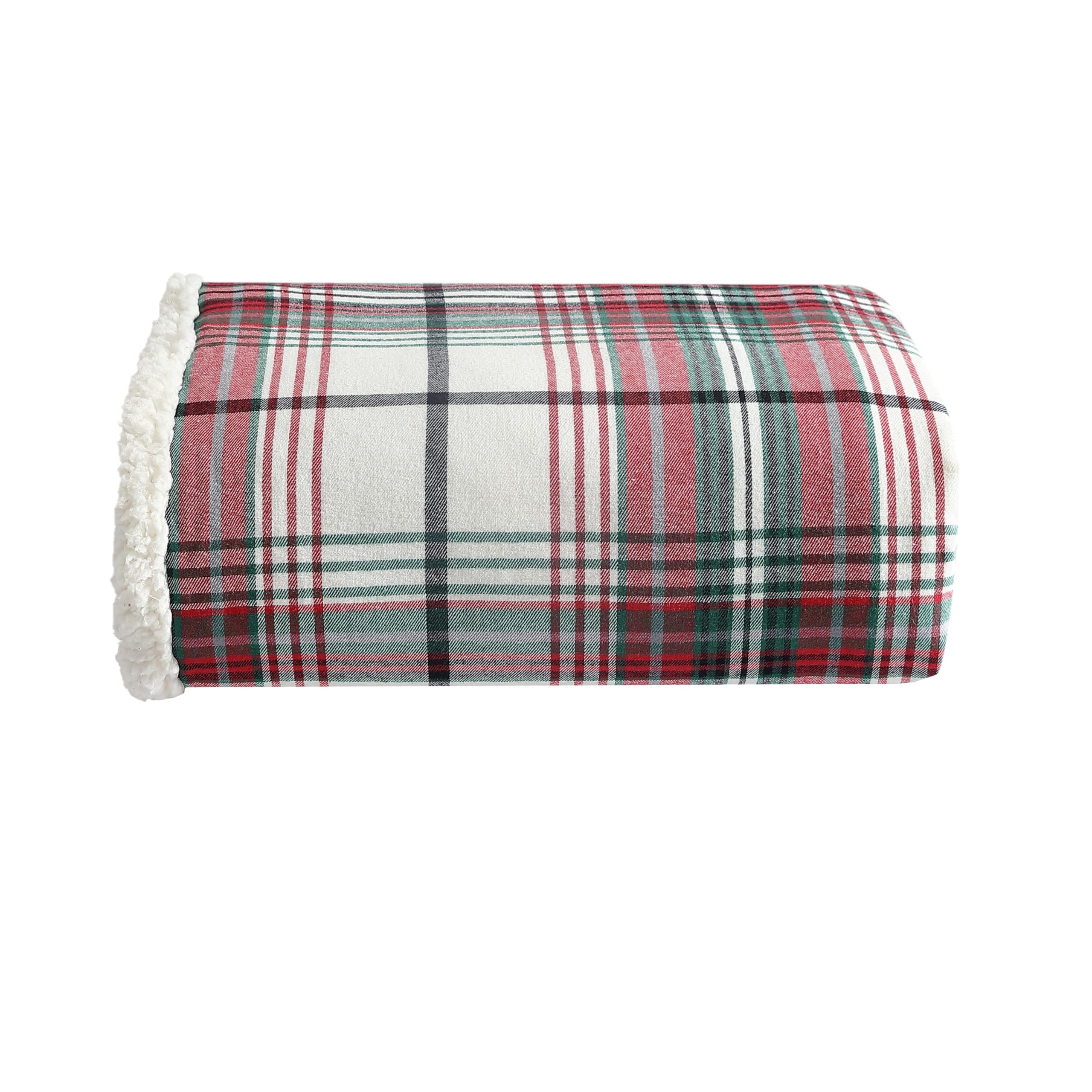 Eddie Bauer - Blanket, Super Soft Reversible Sherpa & Brushed Fleece Bedding, Throw Blankets for Couch, Ideal for Lounging (Montlake Plaid Red)