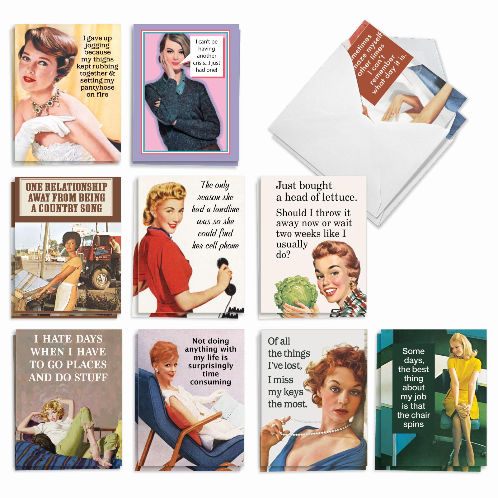 Best Card Co 20 Blank Retro Notes Hot Mess Assortment AM6622OCB-B2x10-NB