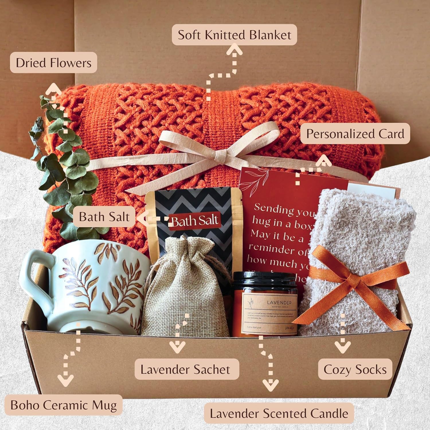 Get Well Soon Cesti regalo per le donne – Pacchetto di cura per le donne dopo l'intervento chirurgico, regalo di compleanno, scatola regalo per la cura di sé, abbraccio confortevole in una scatola