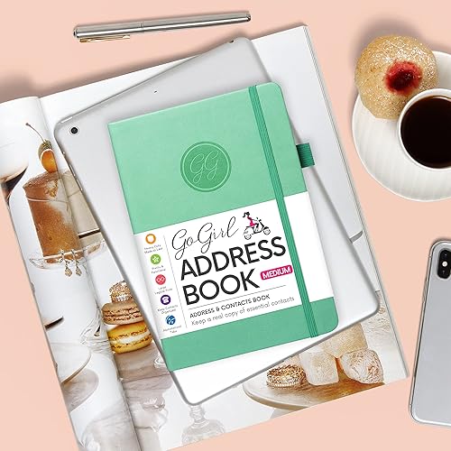 Miniatura 6 de GoGirl Libreta de direcciones - Teléfono y libreta de direcciones con pestañas alfabéticas para almacenar contactos de forma segura, tapa dura de