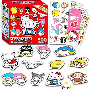 Hello Kitty Puzzle - 12 Pack Bundle with 12 Hello Kitty Jigsaw Puzzles for Kids with Hello Kitty Stickers | Hello Kitty Toys for Girls, Hello Kitty Party Favors for Kids 8-12