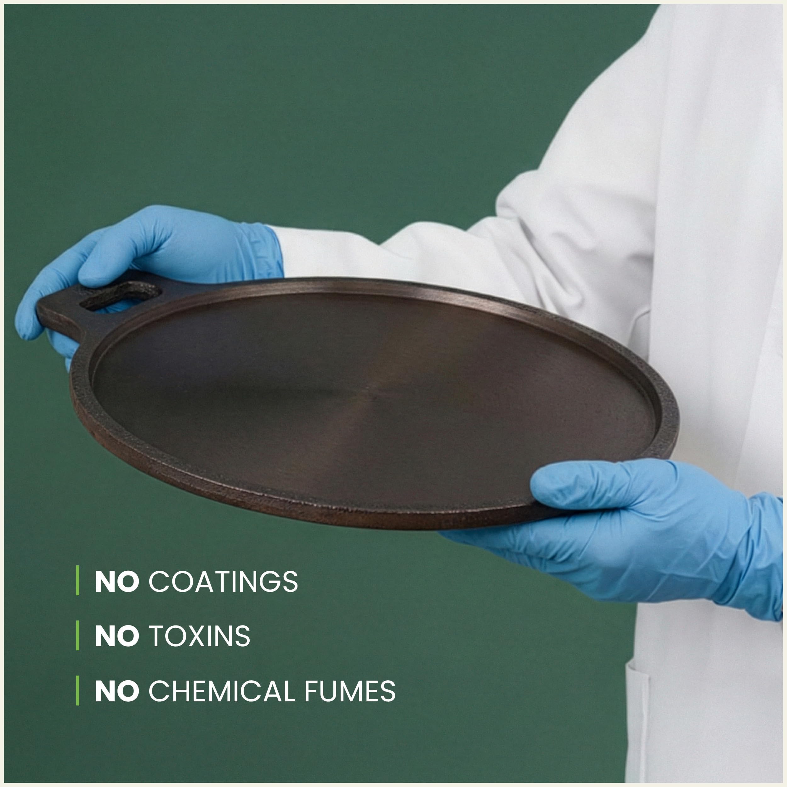The Indus Valley Super Smooth Cast Iron Tawa with Free Wooden Spatula for Dosa/Chapathi | 27.6cm/10.8 inch, 2kg | Induction Friendly | Naturally Nonstick, 100% Pure & Toxin-Free 2