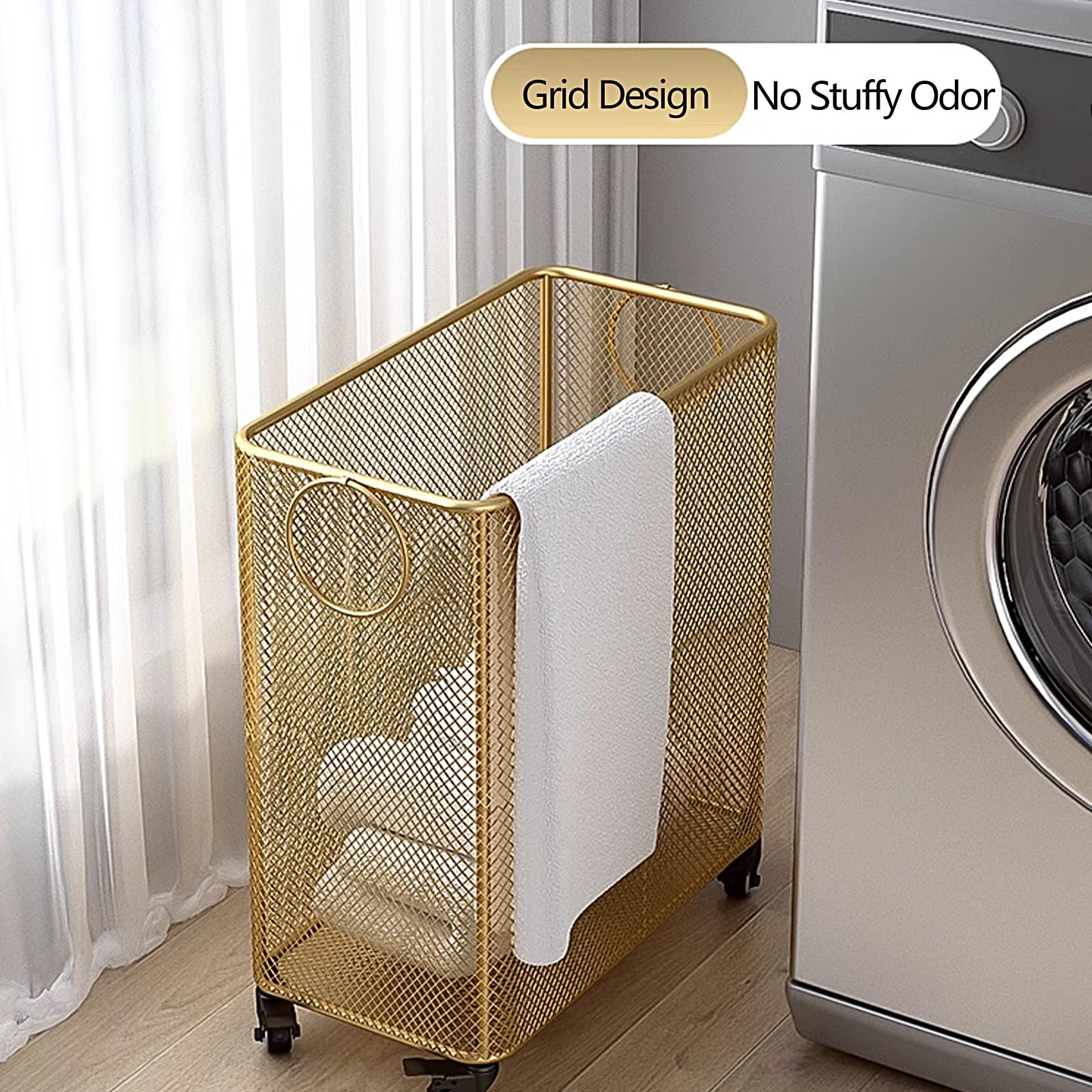Amazon｜45L/50L ランドリーバスケット キャスター付き ランドリー