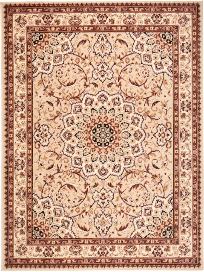 Mazovia Alfombra Moderna - Diseño Oriental de Salón Grande de Pelo Corto - Alfombras de Habitación de Matrimonio, Dormitorio y Comedor - Beige 100 x 200 cm