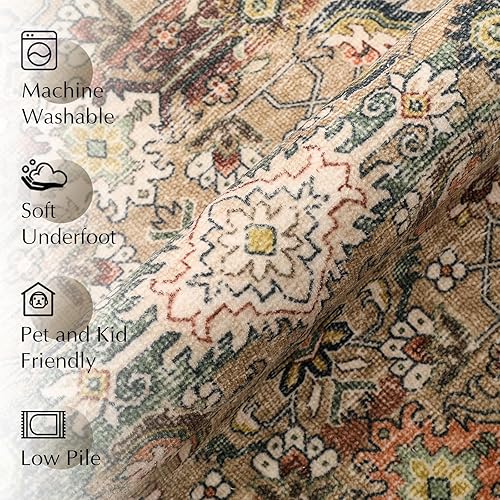 Miniatura 4 de WondRg Alfombra de pasillo de 2 x 6 pulgadas, lavable, antideslizante, suave, con estampado de cachemira, tapete para puerta, para pasillo, cocina,