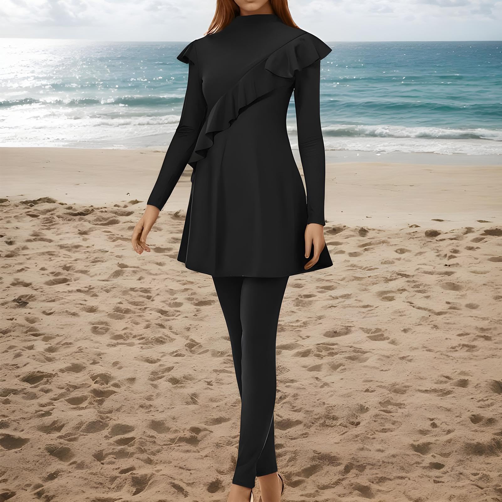 Costume da bagno da donna, costume da bagno da donna, modesto, moda per ragazze, immersioni, wakeboard, sport acquatici, piscina, palestra all'aperto