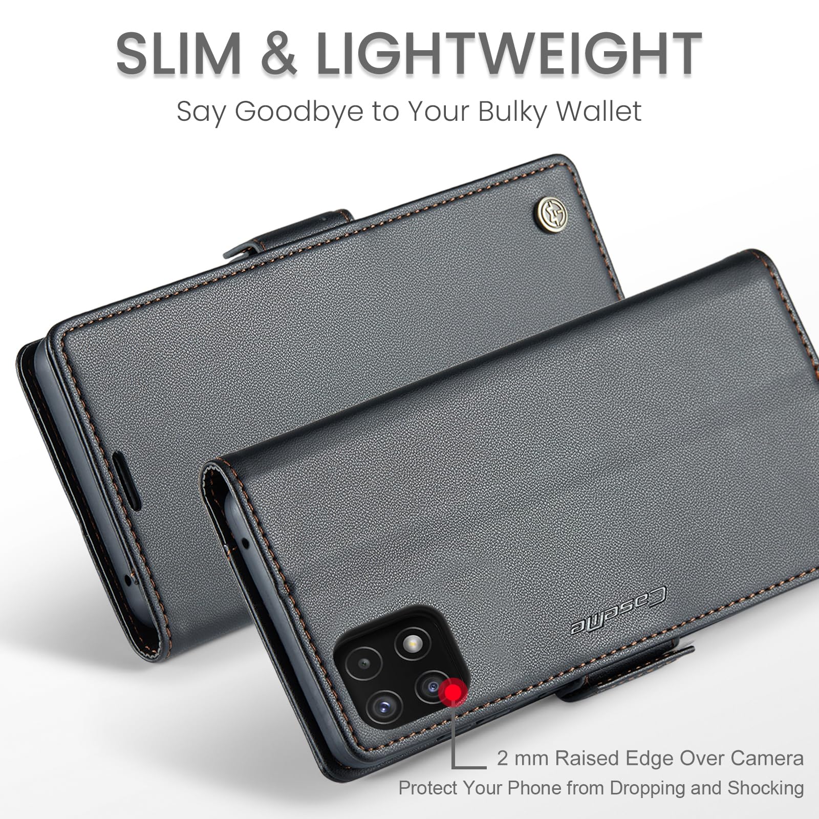 Phernykas for Samsung Galaxy A22 5G(Not compatible A22 4G) Wallet Case with Card Holder, Kickstand RFID Blocking Magnetic Closure Protective Leather Case for Samsung A22 Flip Case Wallet - Black — view 6