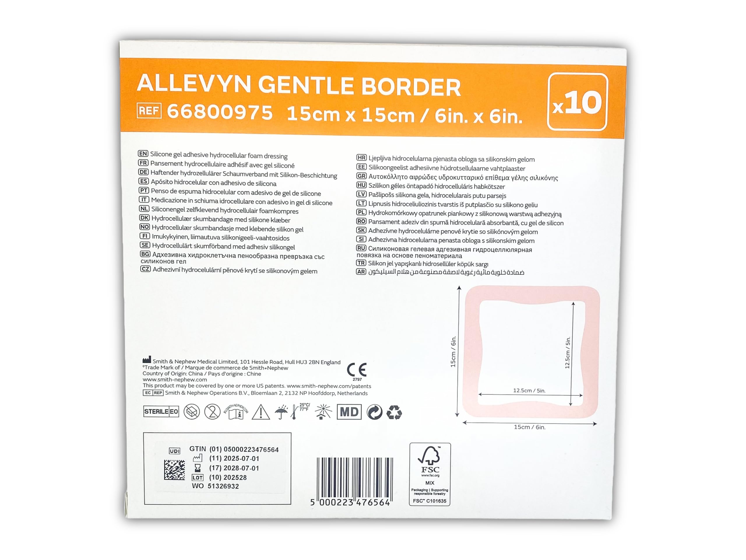 S+N, Allevyn Gentle Border, 15x15cm, 10 stück