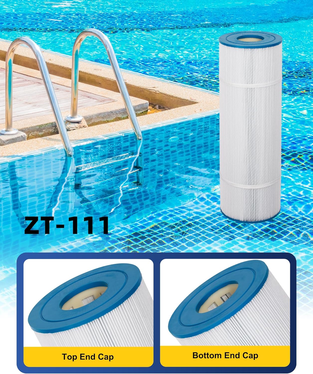 ZOTEE PCC80-PAK4 Replacement Pool Filter Cartridge for PCC80, C-7470,PLFPCC80, Darlly 70804,Clean and Clear Plus 320, Filbur FC-1976, 20"x7" Pool Filter, 4 Pack - Image 3