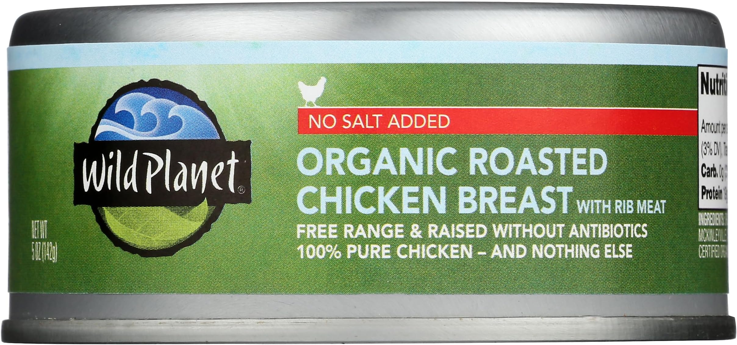 Wild Planet Organic Roasted Chicken Breast, Skinless and Boneless, No Salt Added, 100% chicken breast, 5 Ounce