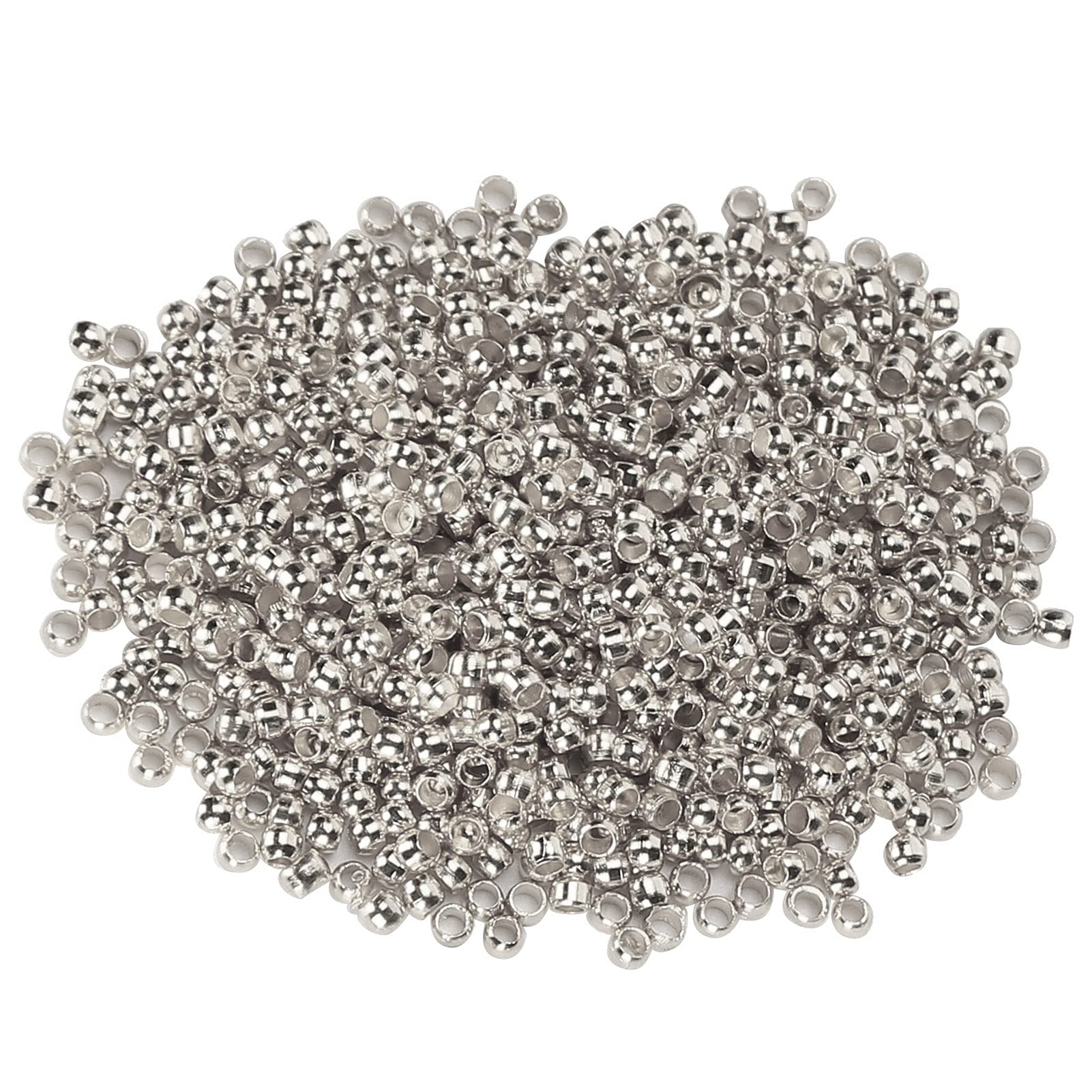 Jenngaoo 500Pcs Crimp Beads, 2mm Round Spacer Positioning Bead Jewelry Making Stopper Beads for Necklace Bracelet DIY(Silver)