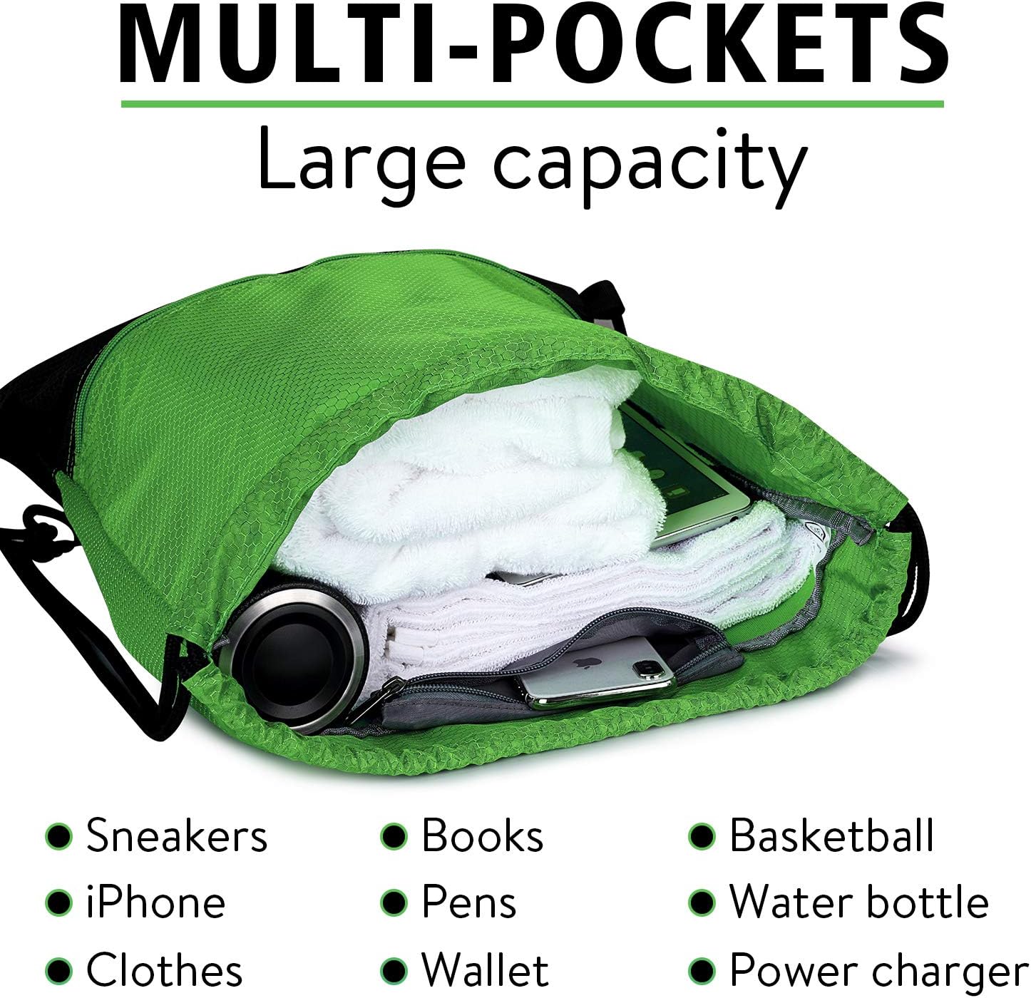 G4Free 15L Drawstring Backpack 15L&20L Cinch Bag String Backpack Gym Bag for Men Women Nylon