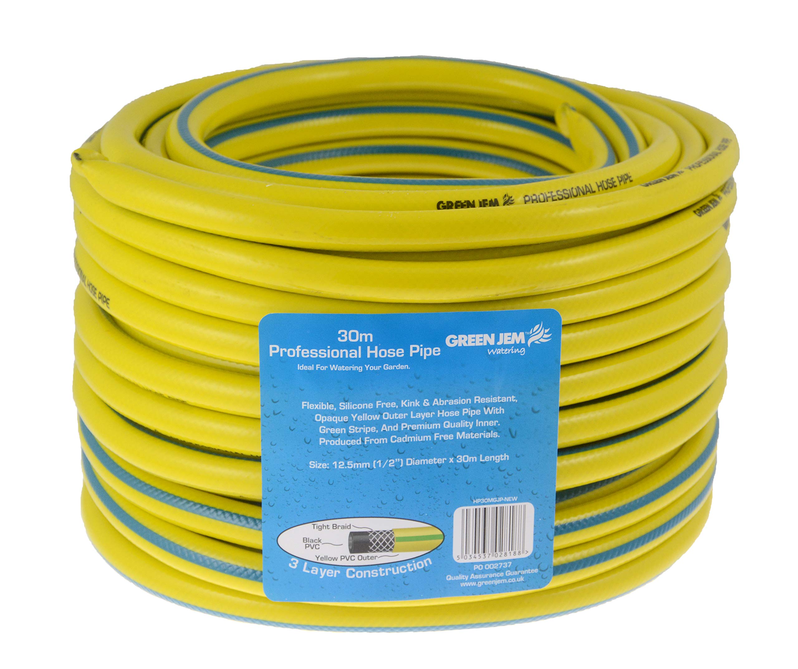 Green Jem 30m Professional Hose Pipe, Yellow
