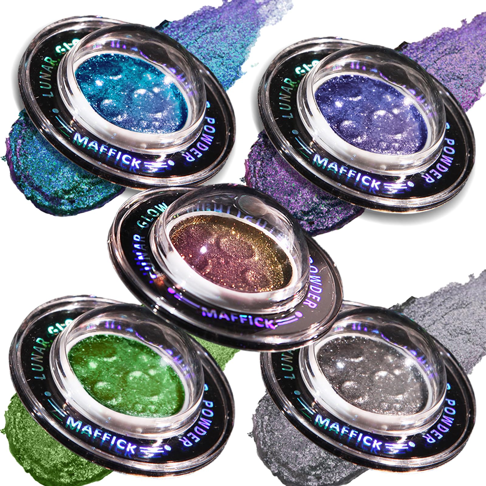 MKNZOME Glitter Eyeshadow, 5 Colors Multichrome Chameleon Shimmer Cream Eye Shadow Highlighter Makeup, High Pigmented, Waterproof, Long Lasting
