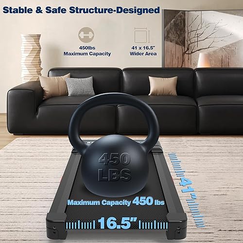 Miniatura 3 de Caminadora con 12% de inclinación automática de 9 niveles, pantalla LED RGB de capacidad de 450 libras, altavoz Bluetooth debajo del escritorio,