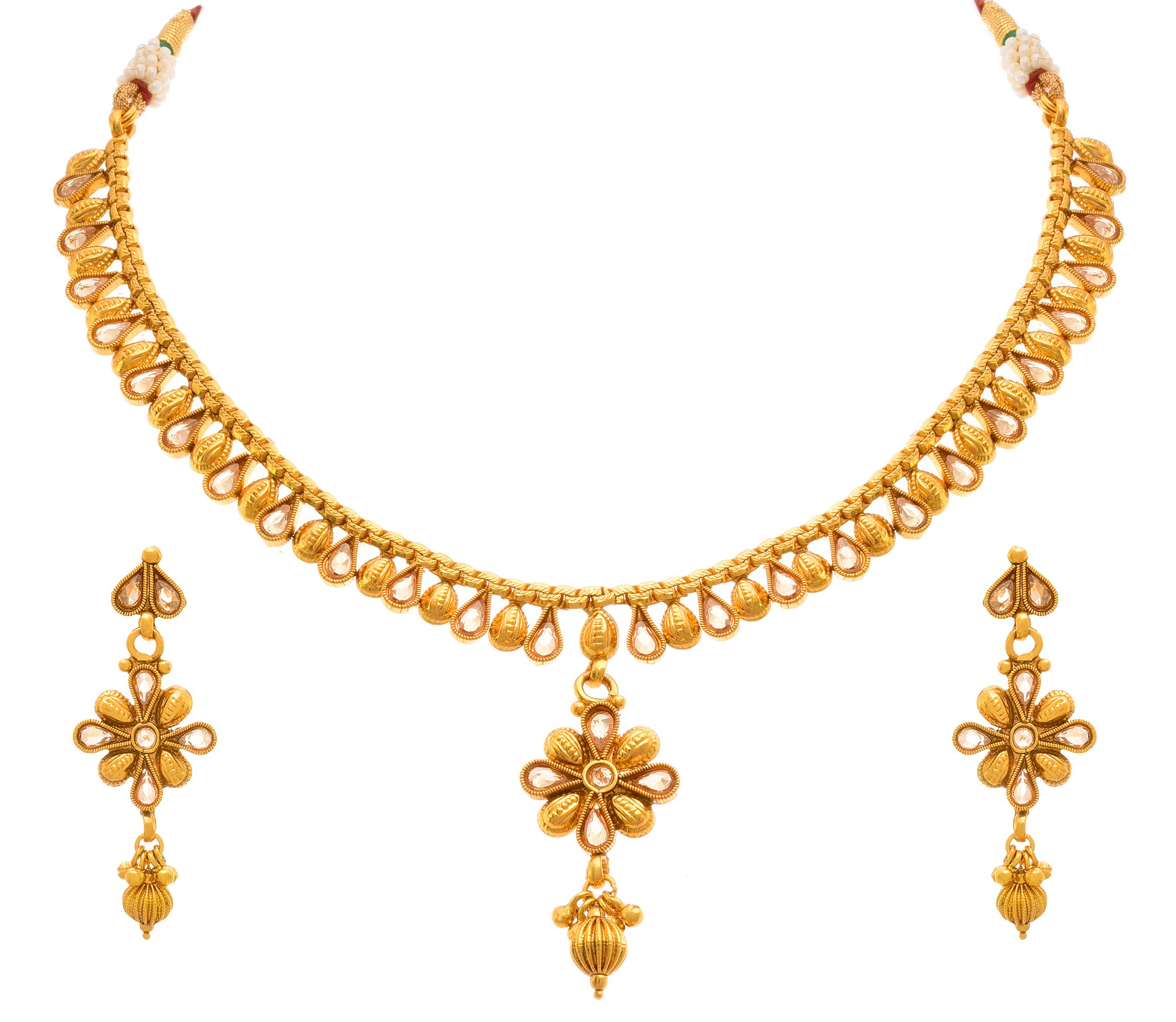 JFL - Traditional Ethnic One Gram Gold Plated Polki Diamond Designer Necklace Set with Earrings for Women & Girls.,Valentine (B073S6K53Z) Amazon Price History, Amazon Price Tracker