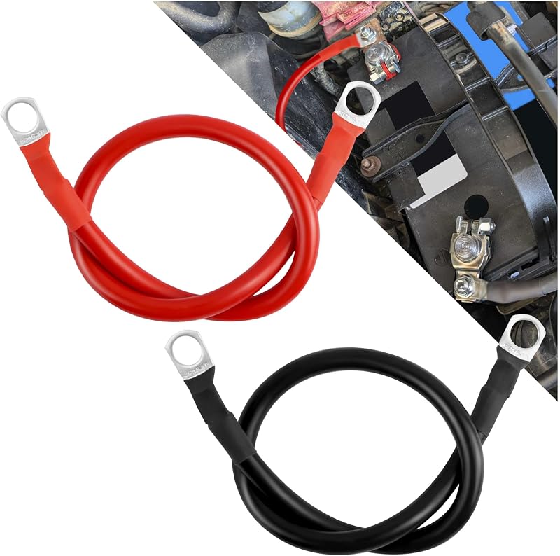 Cabos de Bateria SSNNUU 6 AWG com Terminais de Cobre Estanhado – Par Vermelho e Preto