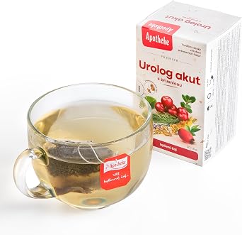 Apotheke Urolog Akut Urological Herbal Tea with Cranberry, Birch, Rosehip and 7 Botanical Herbs, Caffeine Free Herbal Infusion, 20 Tea Bags, 30 g. Pack of 2.