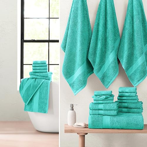 Miniatura 3 de LANE LINEN 24 toallas para baño, 100% algodón, toallas de baño de gran tamaño, toallas de spa de secado rápido, 2 toallas de baño extragrandes, 4