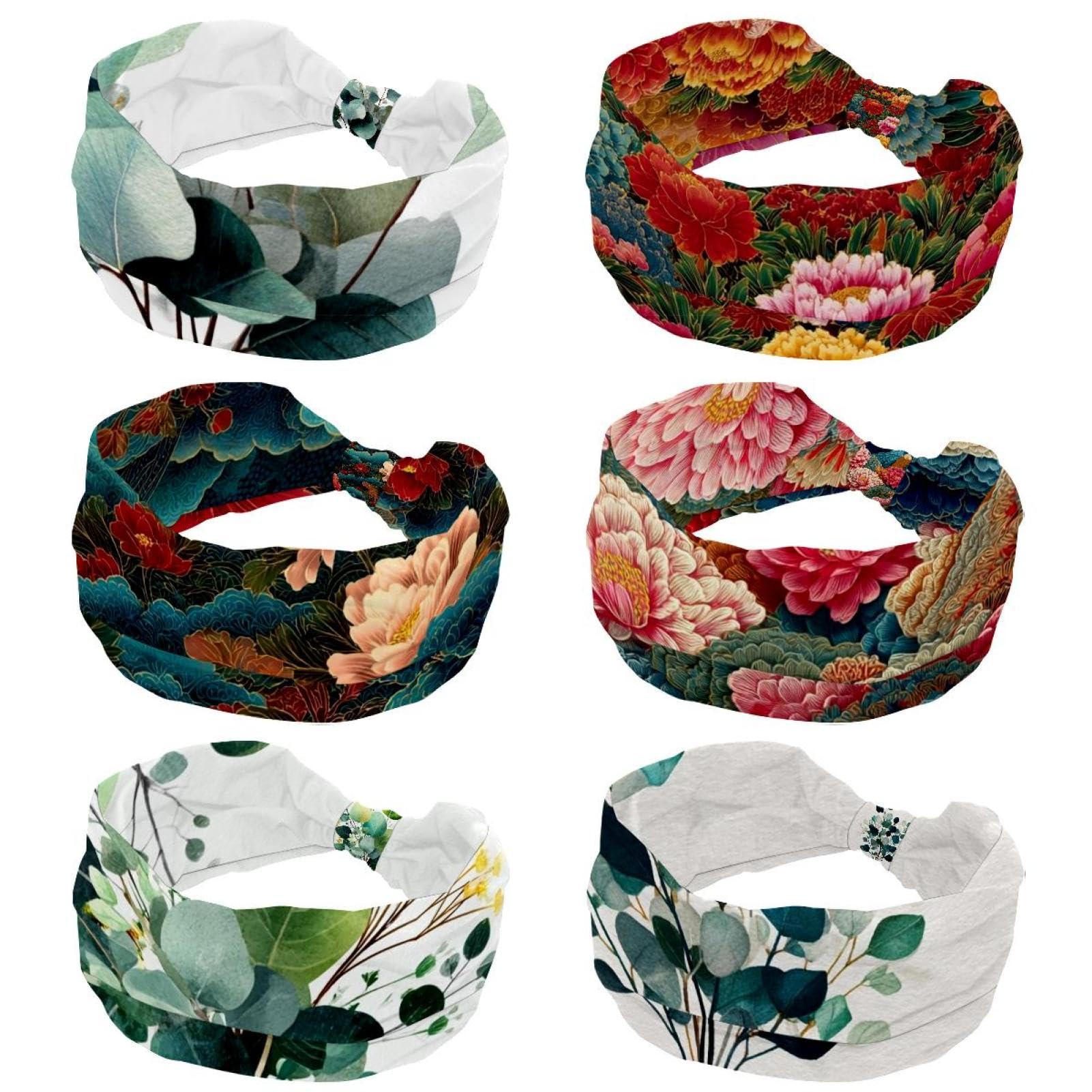 Lot de 6 bandeaux élastiques antidérapants pour femme - Pour yoga, entraînement, course à pied, sport