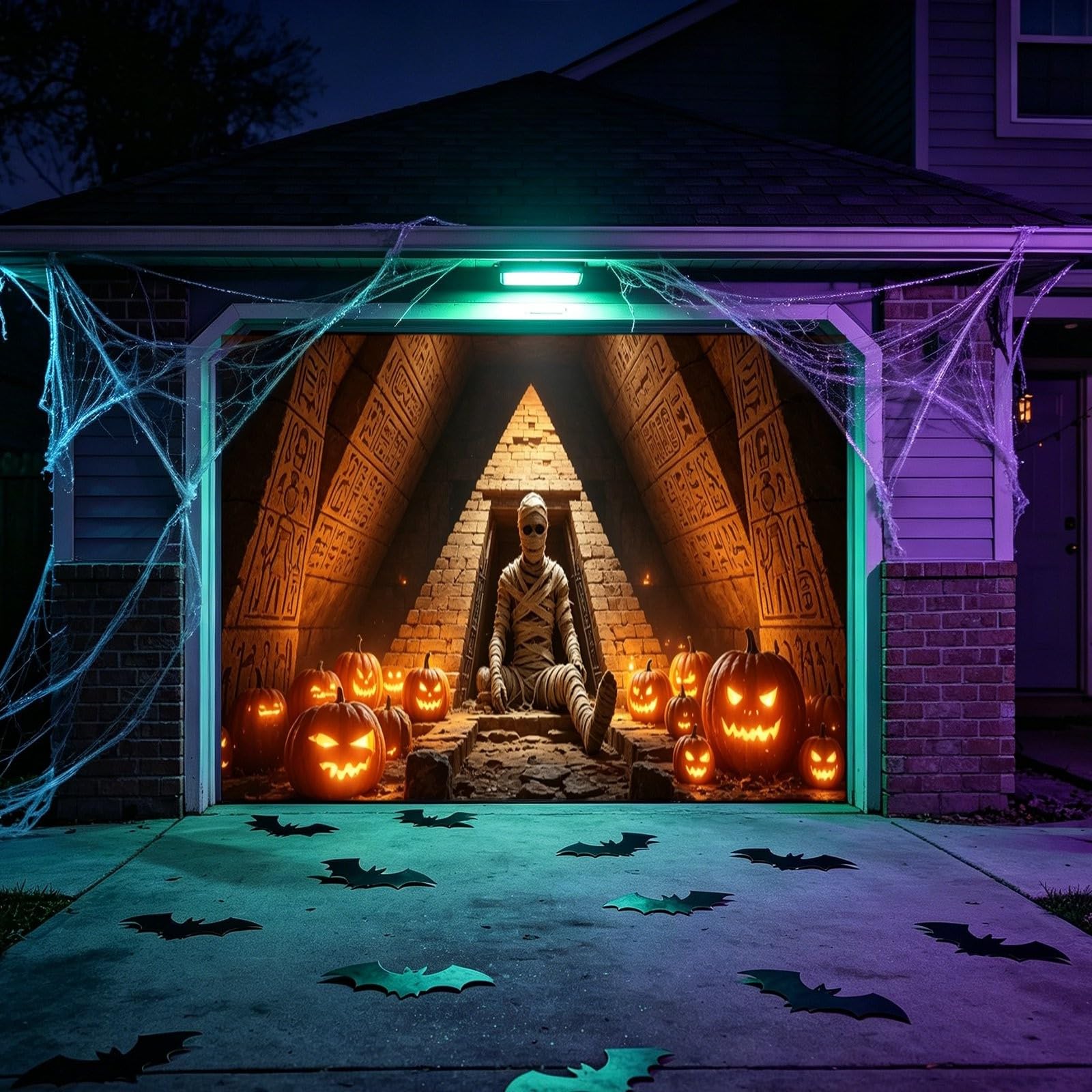 Bandera de Halloween para puerta de garaje, letrero de patio para Halloween, pasillo festivo, exhibición al aire libre, llamativo cartel de temporada