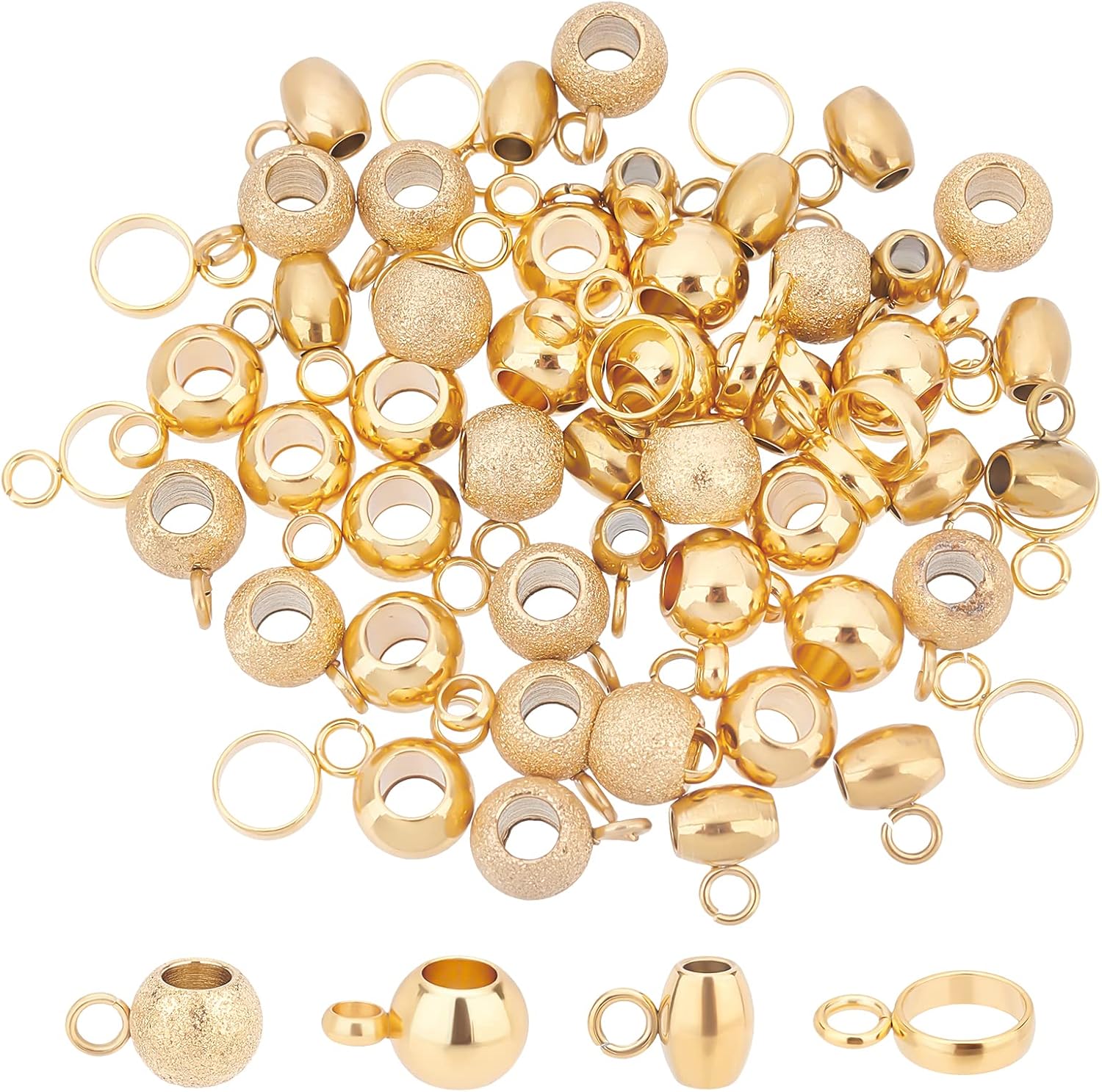 UNICRAFTALE 60Pcs 4 Style Hanger Links Hanger Beads 304