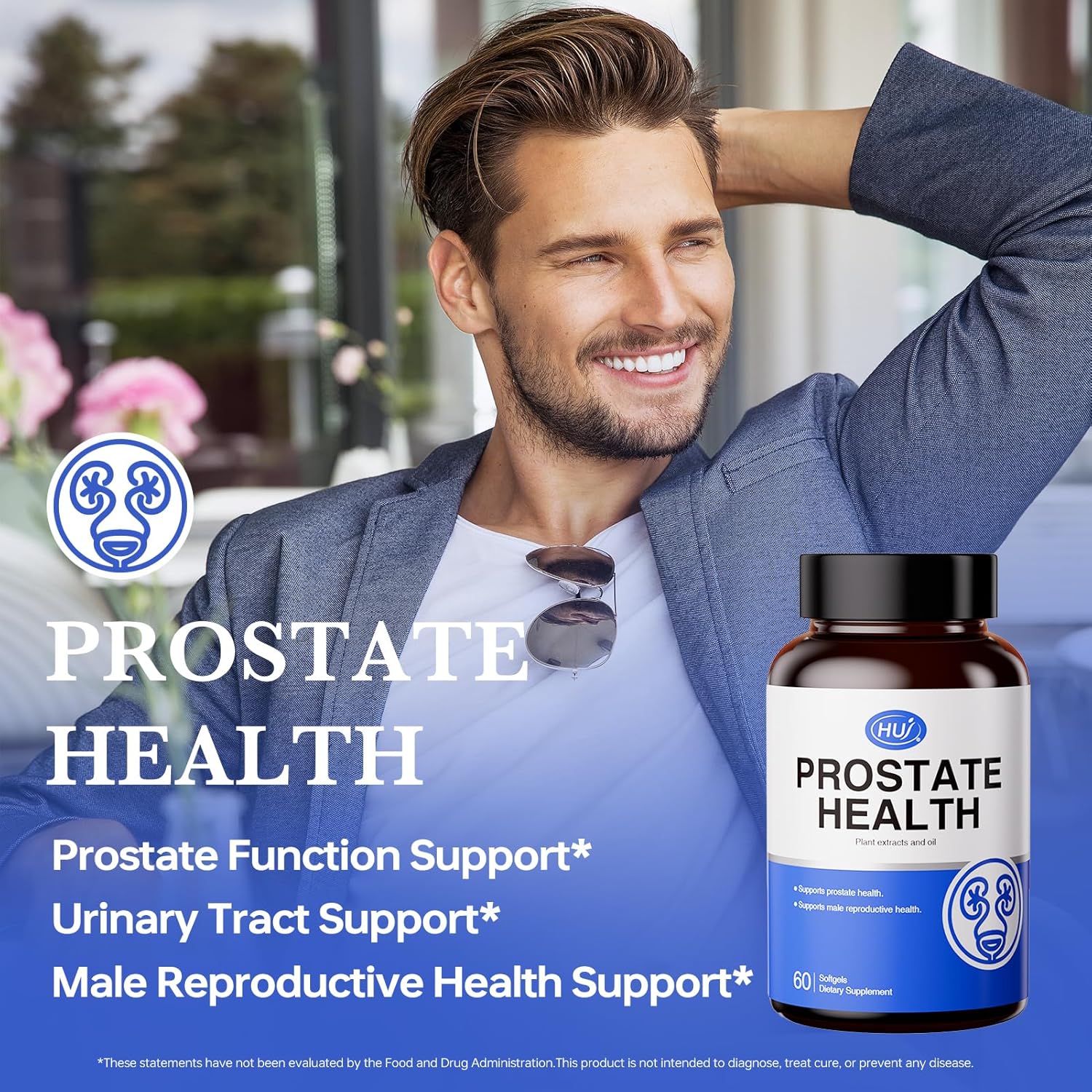 HUJ Prostate Health - Premium Saw Palmetto Capsules - Combined with Stinging Nettle, Lycopene Oil, Pumpkin Seed Oil - Supports Prostate Health & Male Reproductive Health* - 60 Softgels - Image 3