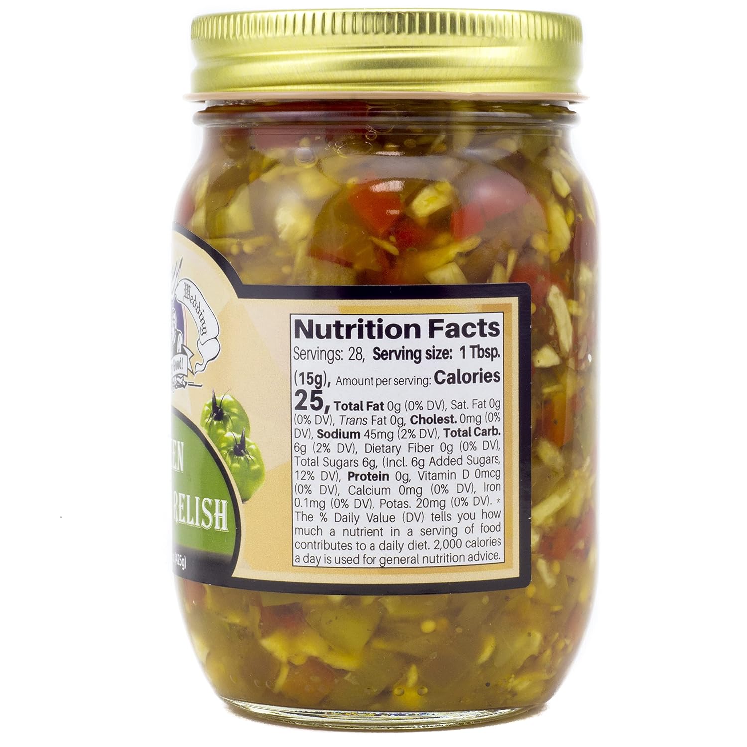 Amish Wedding Foods Green Tomato Relish & Sweet Red Pepper Relish Variety 2-Pack, 15 oz. Jars