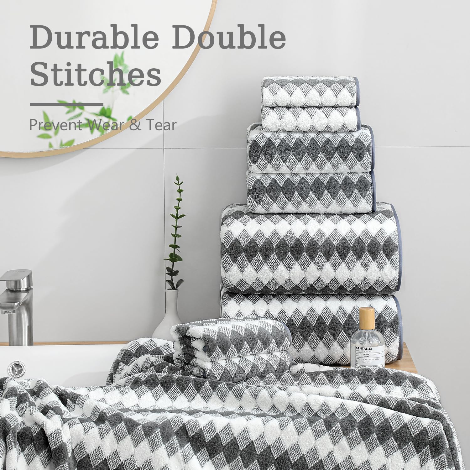 8-teiliges Badezimmer-Handtuch-Set, dunkelgrau, 600 g/m², weiches Premium-Handtuch-Set, sehr saugfähig, schnell trocknend