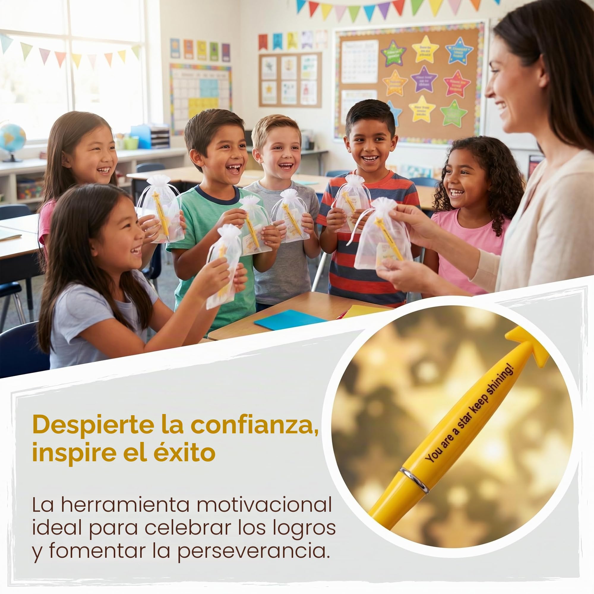 Paquete de 30 Regalos de Fin de Trimestre para Niños y Estudiantes, Regalos de Fin de Año para Clases de 30 Niños Lápices/Tarjetas Motivacionales para Alumnos/Bolsas de Regalo para el Último